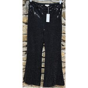 NWT GPD Black Sequin Embellished Wide Leg Pants Size Large Glam Party Trousers